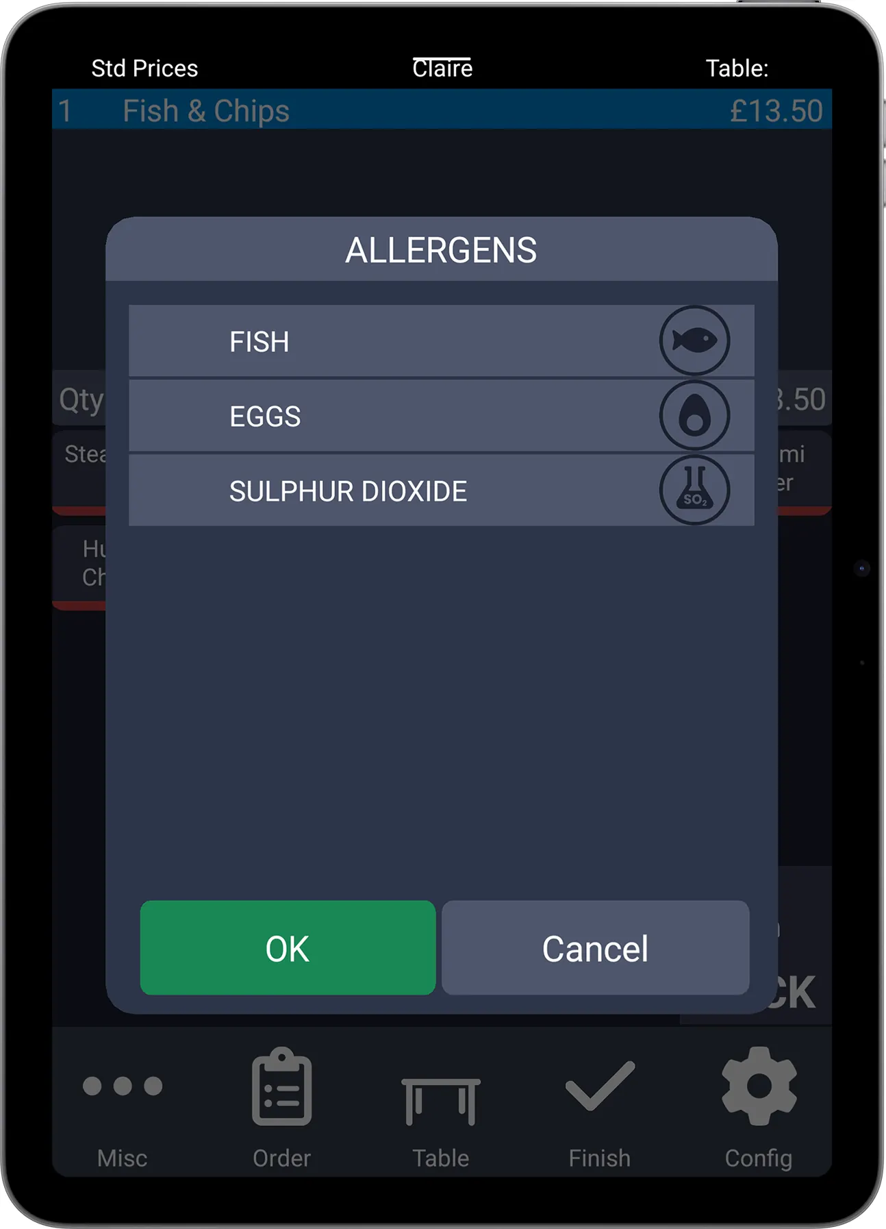 ICRTouch PocketTouch showing allergen information (image: ICRTouch)