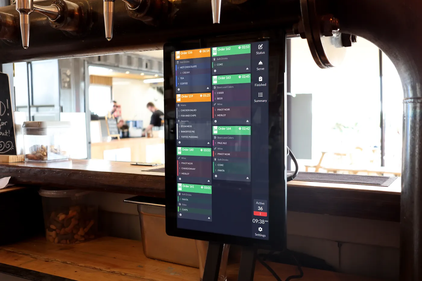 ICRTouch TouchKitchen screen behind a bar (image: ICRTouch)